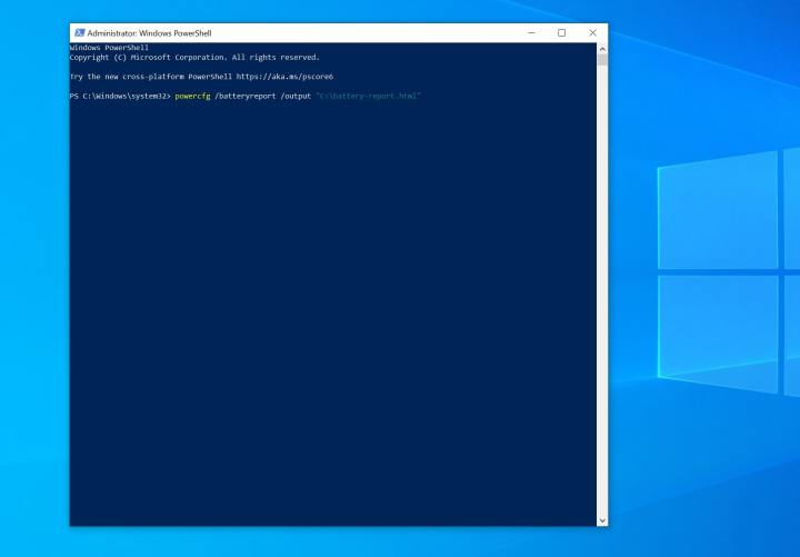 O captura de ecran a terminalului Windows pe Windows 10