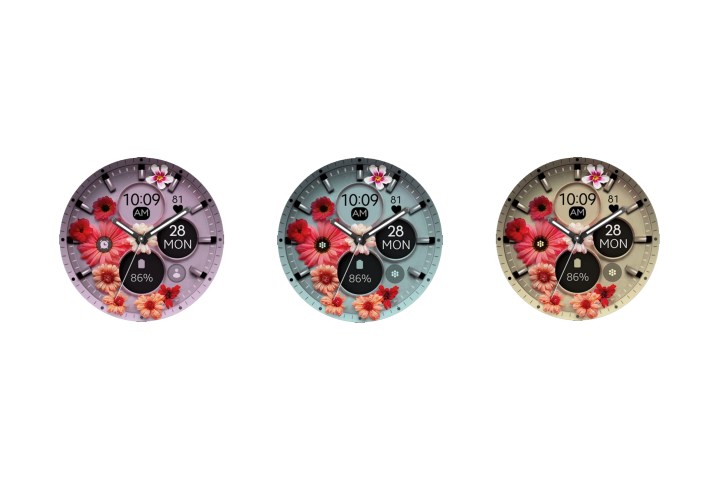 Fata de ceas Flowers Purple Wear OS pentru Samsung Galaxy Watch.