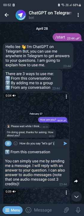 ChatGPTonTelegram bot